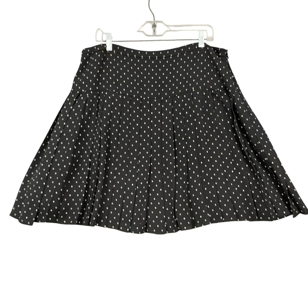 Halogen Skirt Womens 16 Black Polka Dot Pleated Chiffon Short A-Line Lined